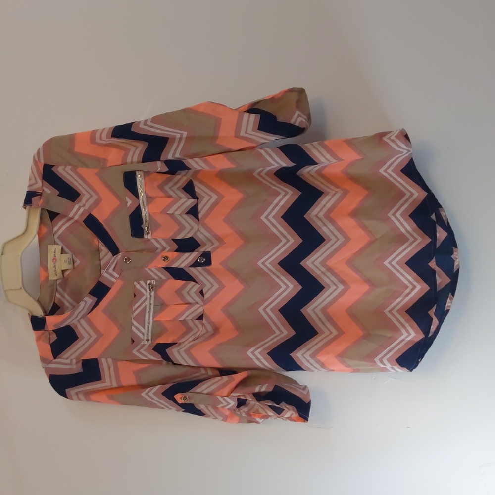 Wishful Park Sheer ZigZag Women's Blouse Sz S